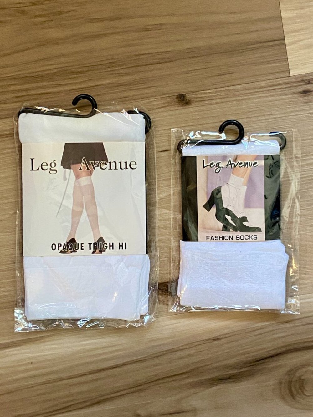 Vintage 90s Leg Avenue White Thigh High Stockings & Ankle Fashion Socks NEW Y2K
